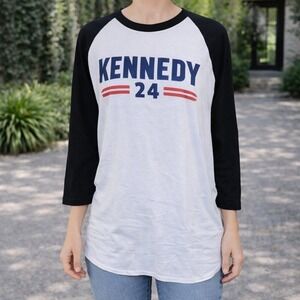 Tultex Kennedy 24 Graphic Baseball Tee Black White Men's Large